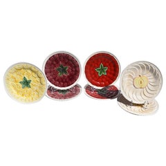 Vintage Ceramic Majolica Decorative Round Fruit Plates, Set of 7, Portugal