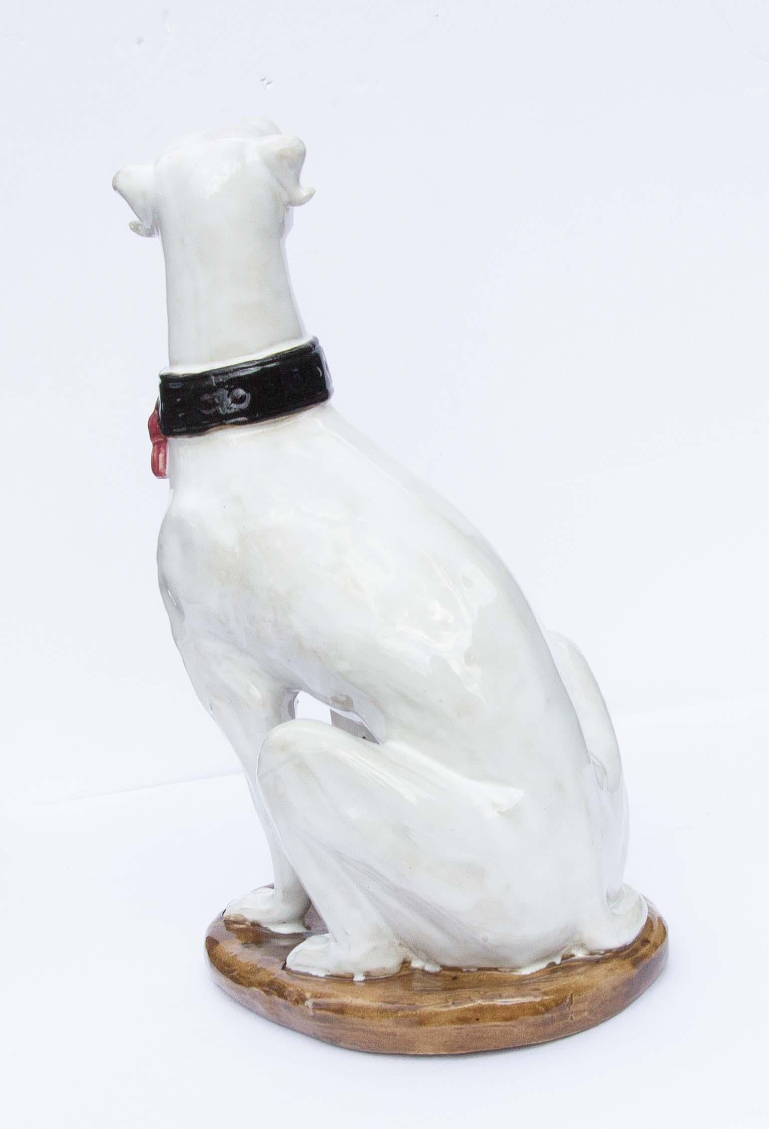 Ceramic Majolica Italian Grey Hound Midcentury In Good Condition For Sale In Rochester, NY