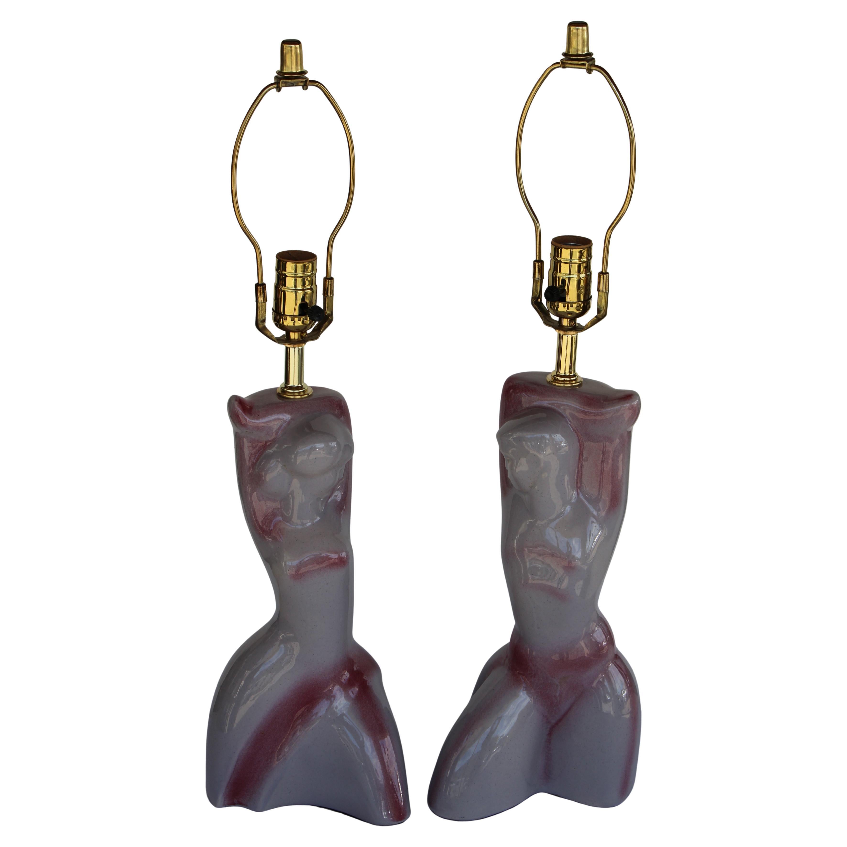 Ceramic Male, Female Lamps For Sale