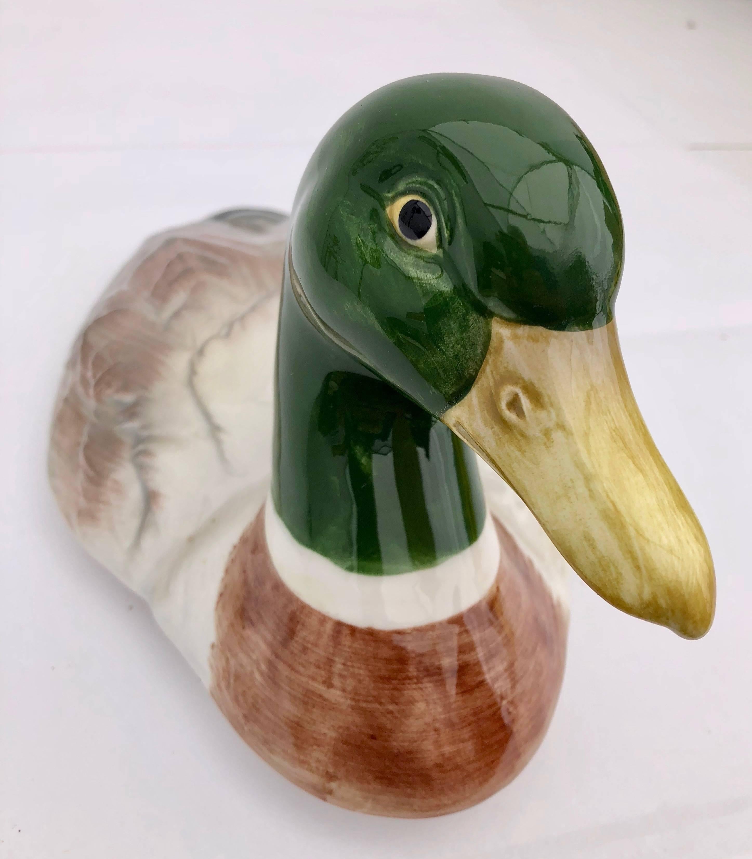 Hand-Crafted Ceramic Mallard Cookie Jar, Handcrafted by Otagiri, Japan, 1984 in Its Box For Sale