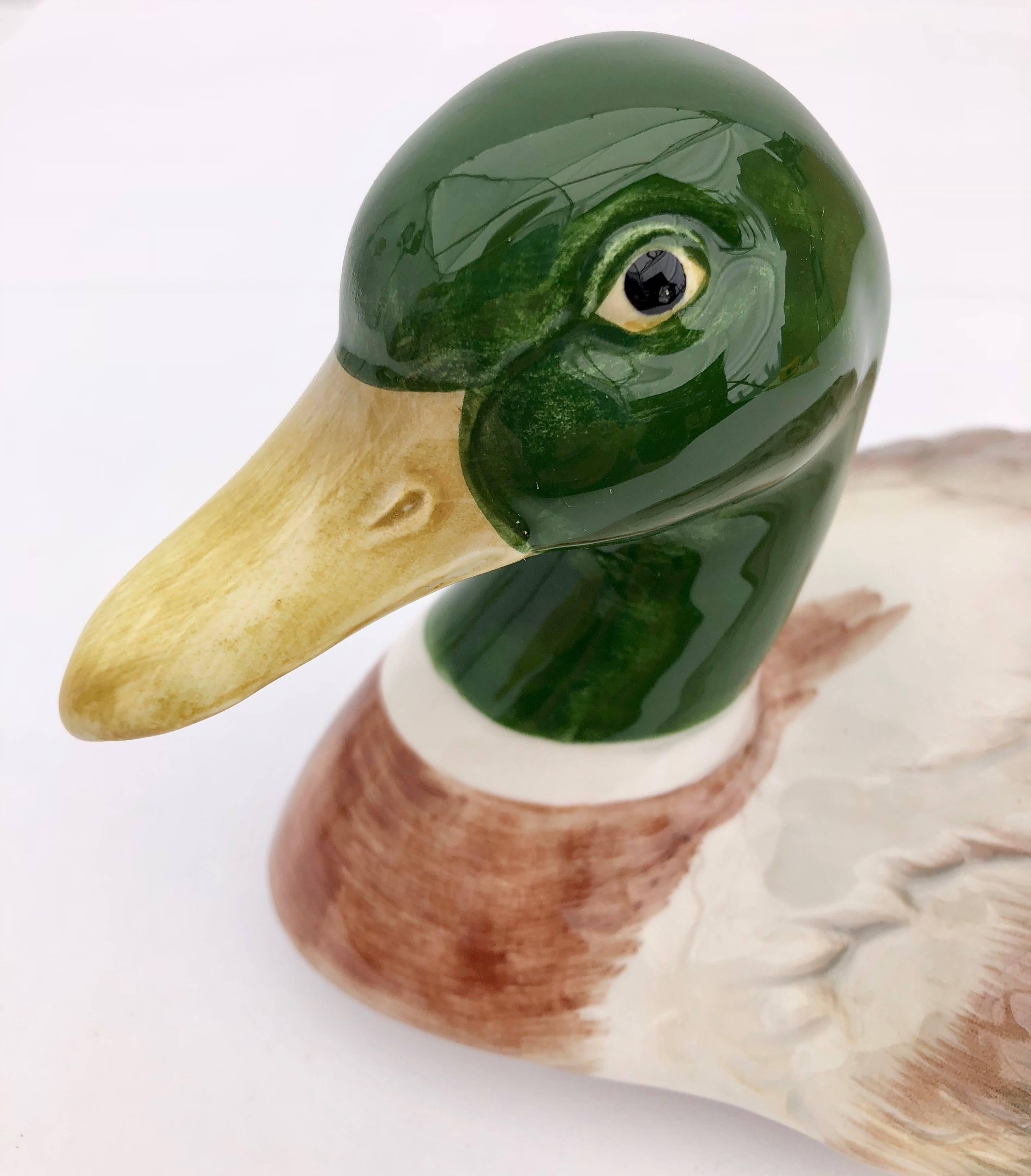 Ceramic Mallard Cookie Jar, Handcrafted by Otagiri, Japan, 1984 in Its Box In Excellent Condition For Sale In Petaluma, CA