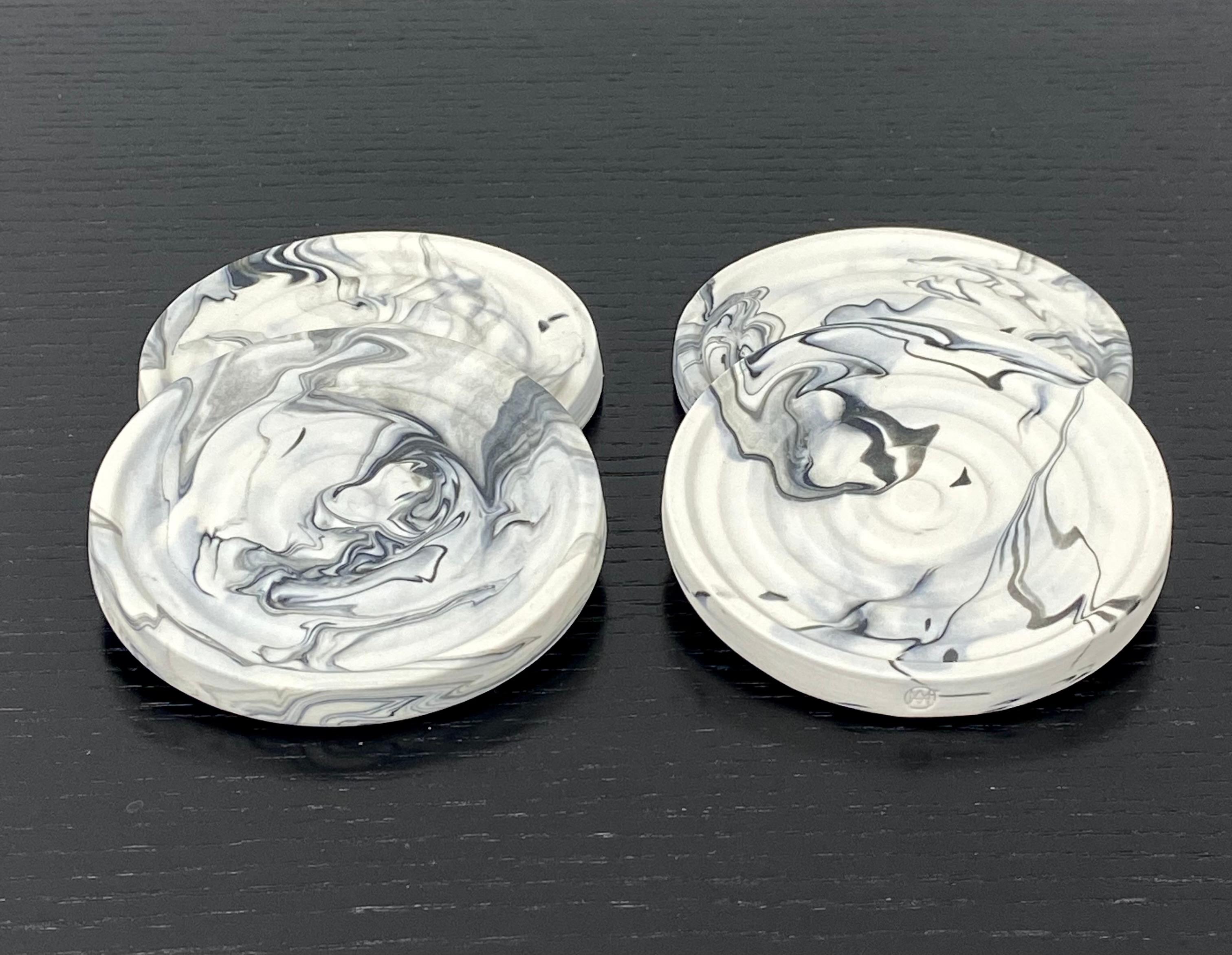 Ceramic Marbleized Coaster Set For Sale 1