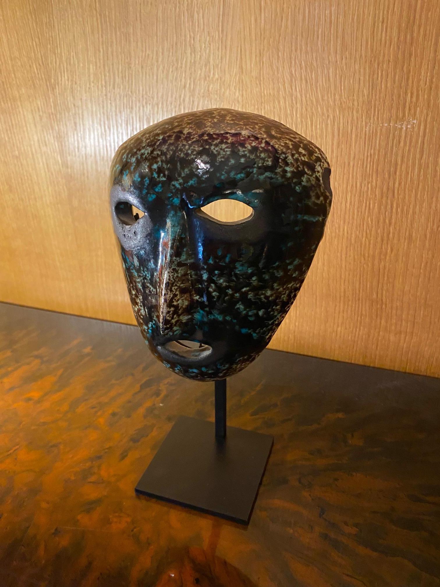 French Ceramic Mask, Accolay, France, 1960s For Sale