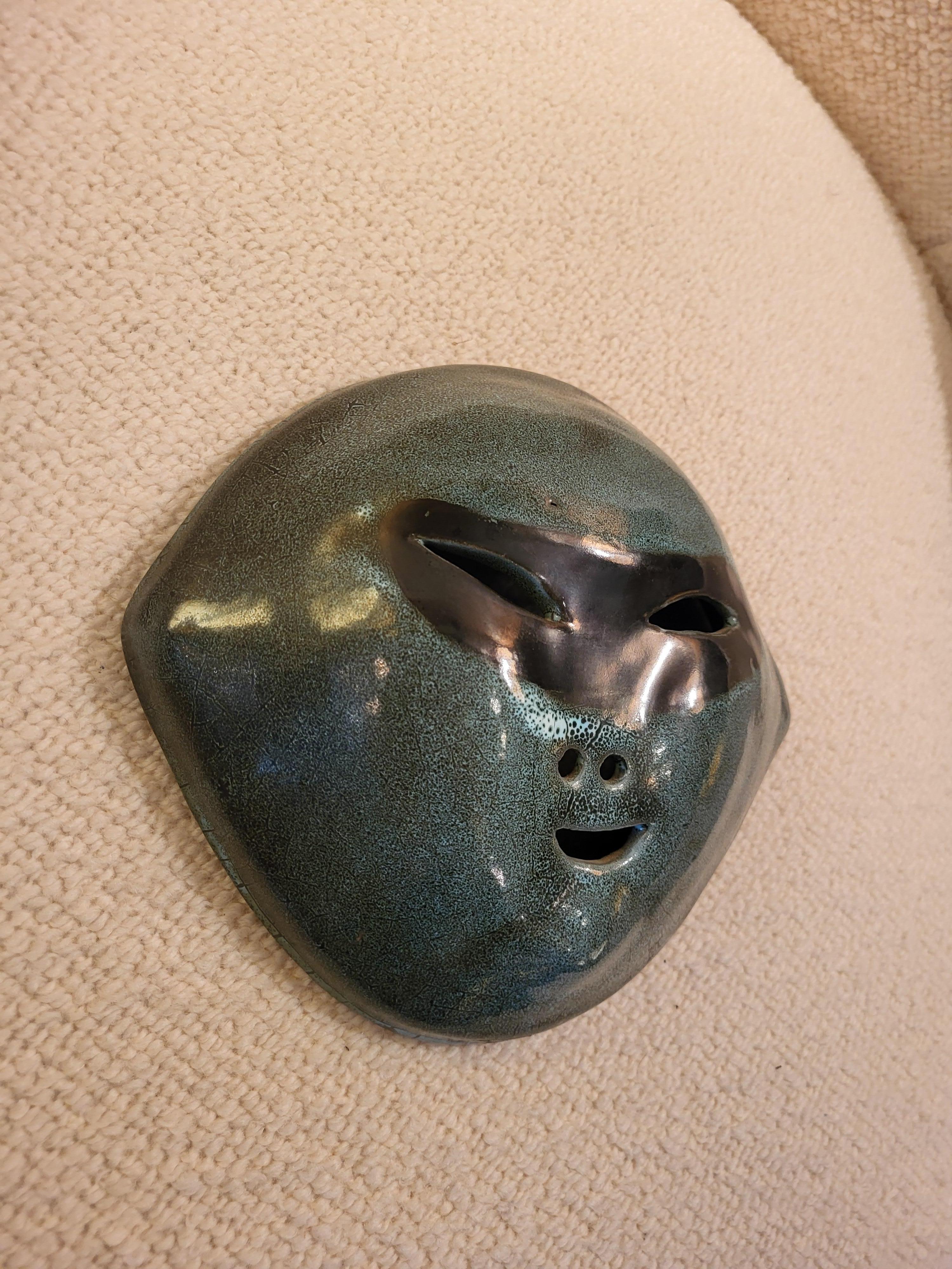 French Ceramic mask by Accolay, France, active between 1947 and 1983 For Sale