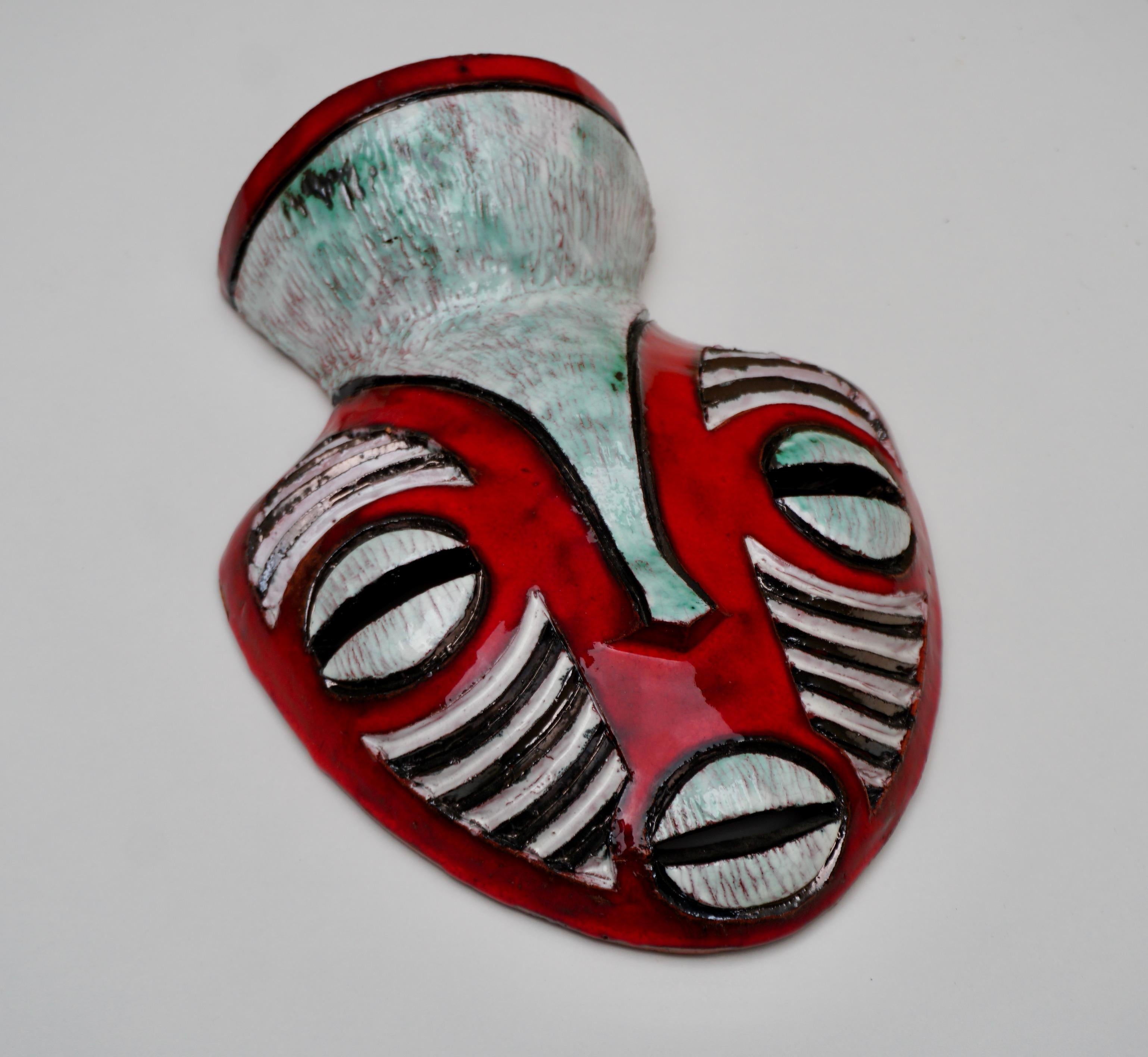 Mid-Century Modern Ceramic Mask by N Dala, Congo, 1970s For Sale