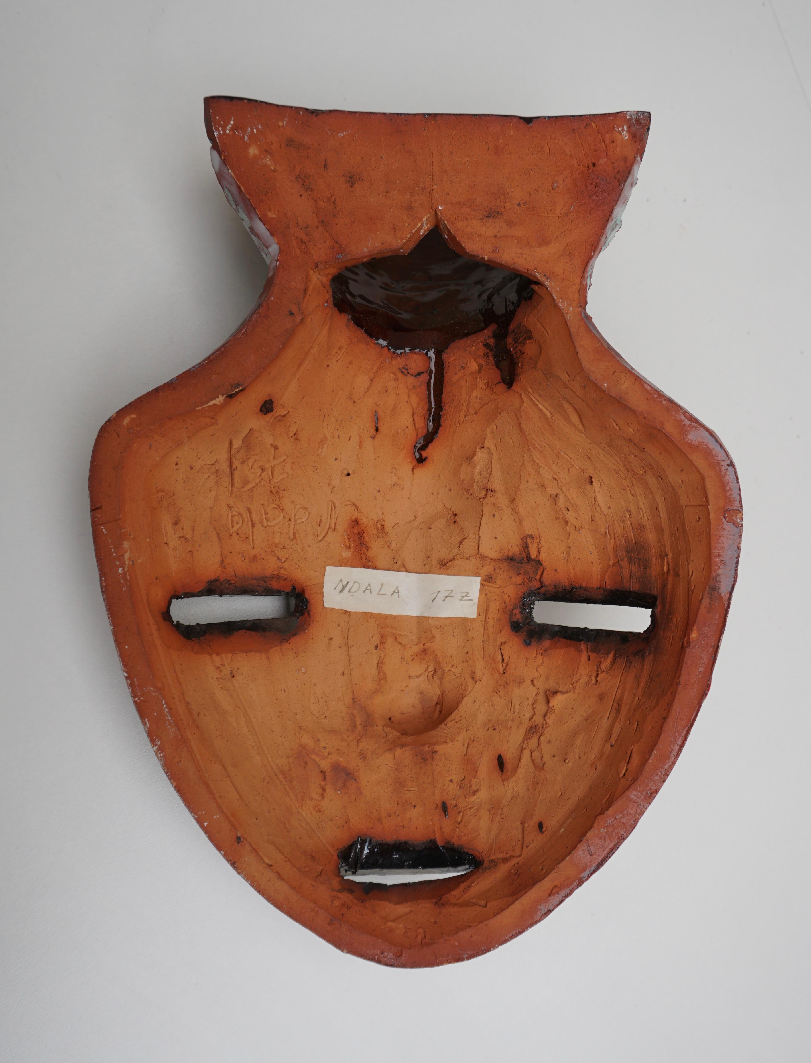 Ceramic Mask by N Dala, Congo, 1970s For Sale 1