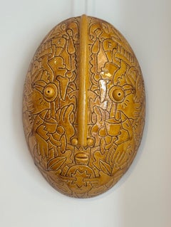 Ceramic Mask Signed Both by Dalo and French Woman Artist Semilu