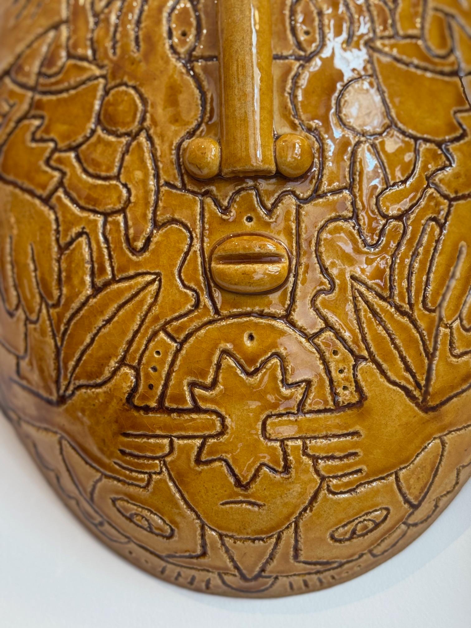 Keramische Maske, signiert von Dalo und der französischen Künstlerin Semilu im Angebot 1