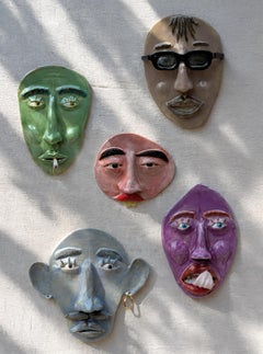 Ceramic mask, Wall sculpture, by Alexey Krupinin