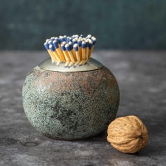 Ceramic Match Striker With Sterling Silver Collar by Doulton, Circa 1880