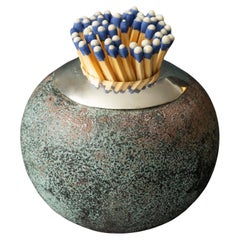 Ceramic Match Striker With Sterling Silver Collar by Doulton, Circa 1880