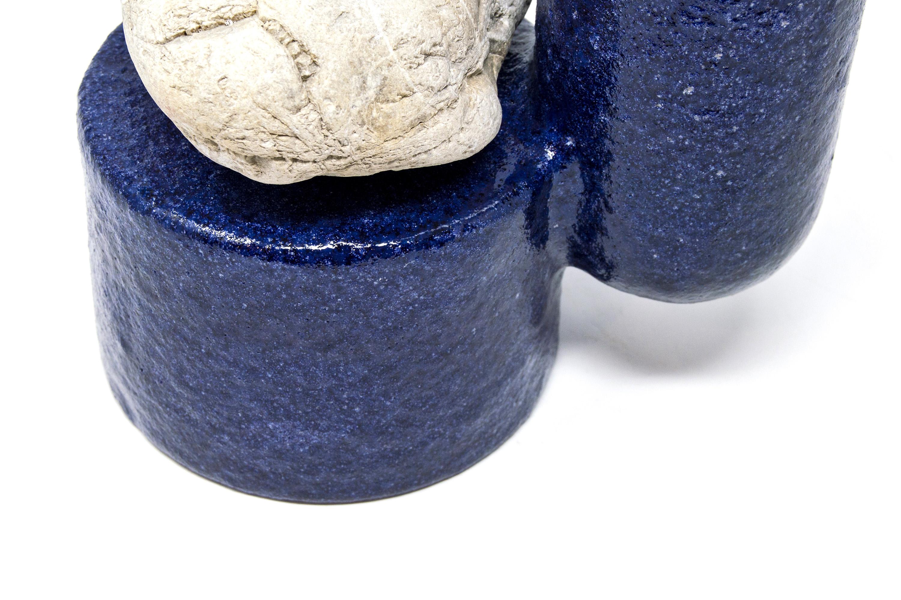 Ceramic Material Vase with Sea Stone 'Libra L Blue' Made in Italy In New Condition In Milan, IT