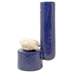 Ceramic Material Vase with Sea Stone 'Libra L Blue' Made in Italy