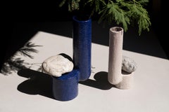 Ceramic Material Vase with Sea Stone 'Libra S White' Made in Italy