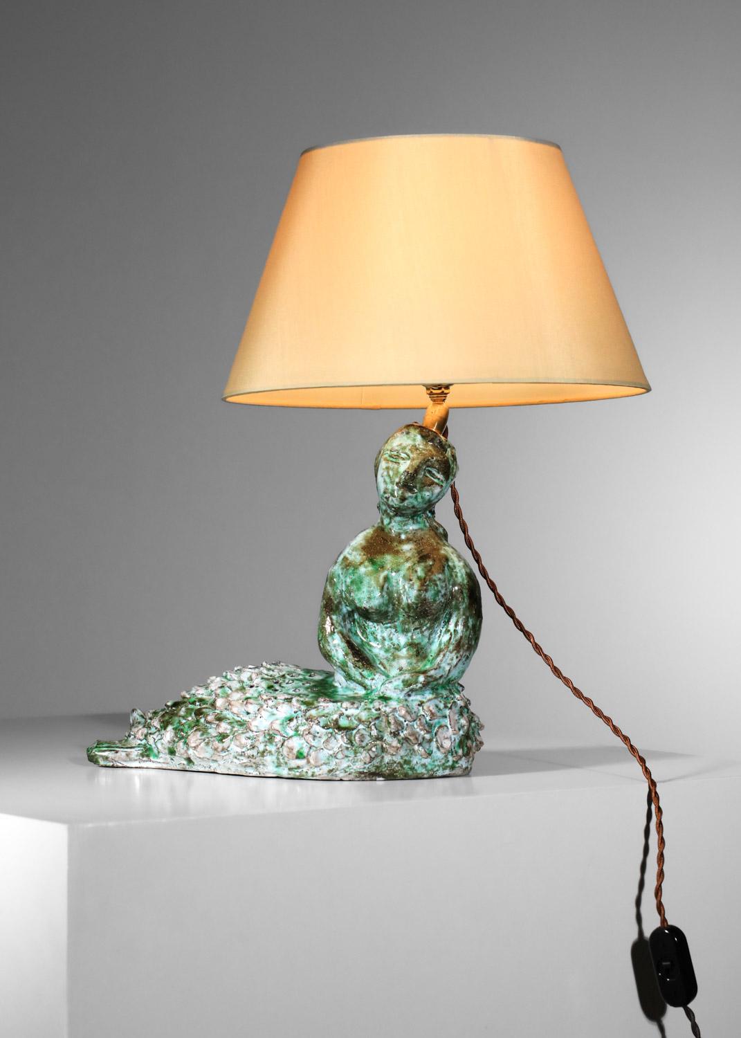Ceramic mermaid lamp attributed to Guidette Carbonell  3