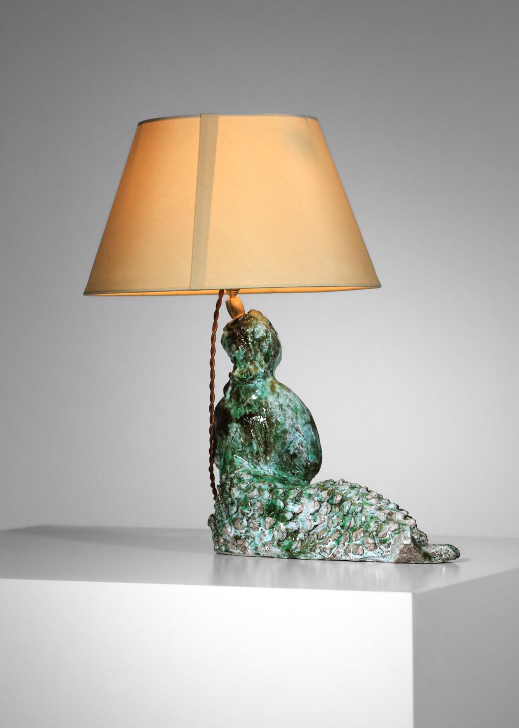 Ceramic mermaid lamp attributed to Guidette Carbonell  5