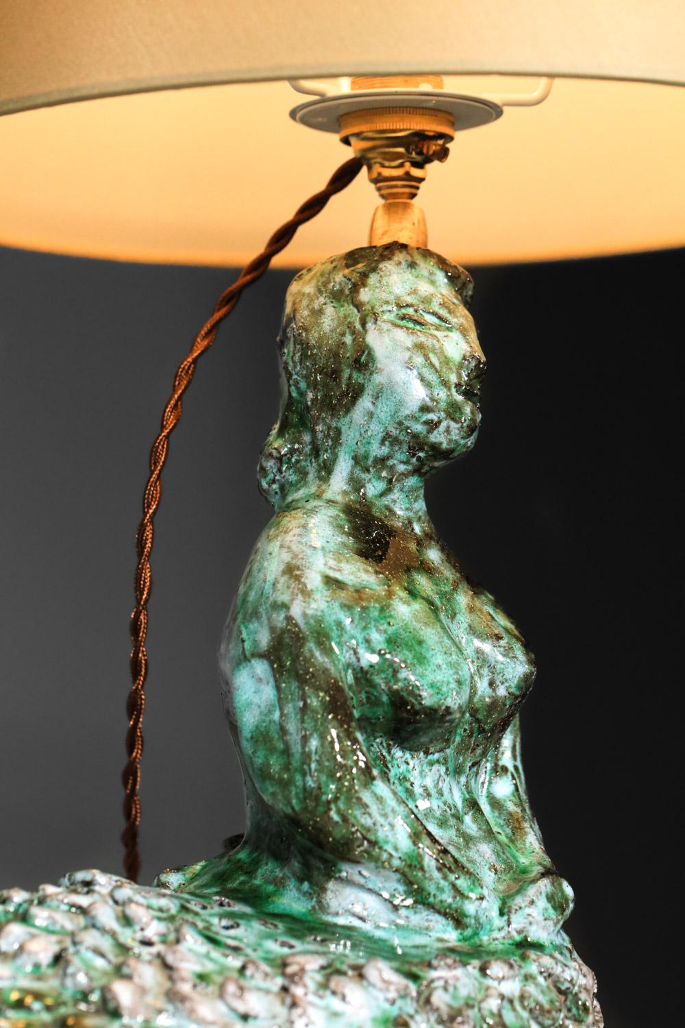 Ceramic mermaid lamp attributed to Guidette Carbonell  1
