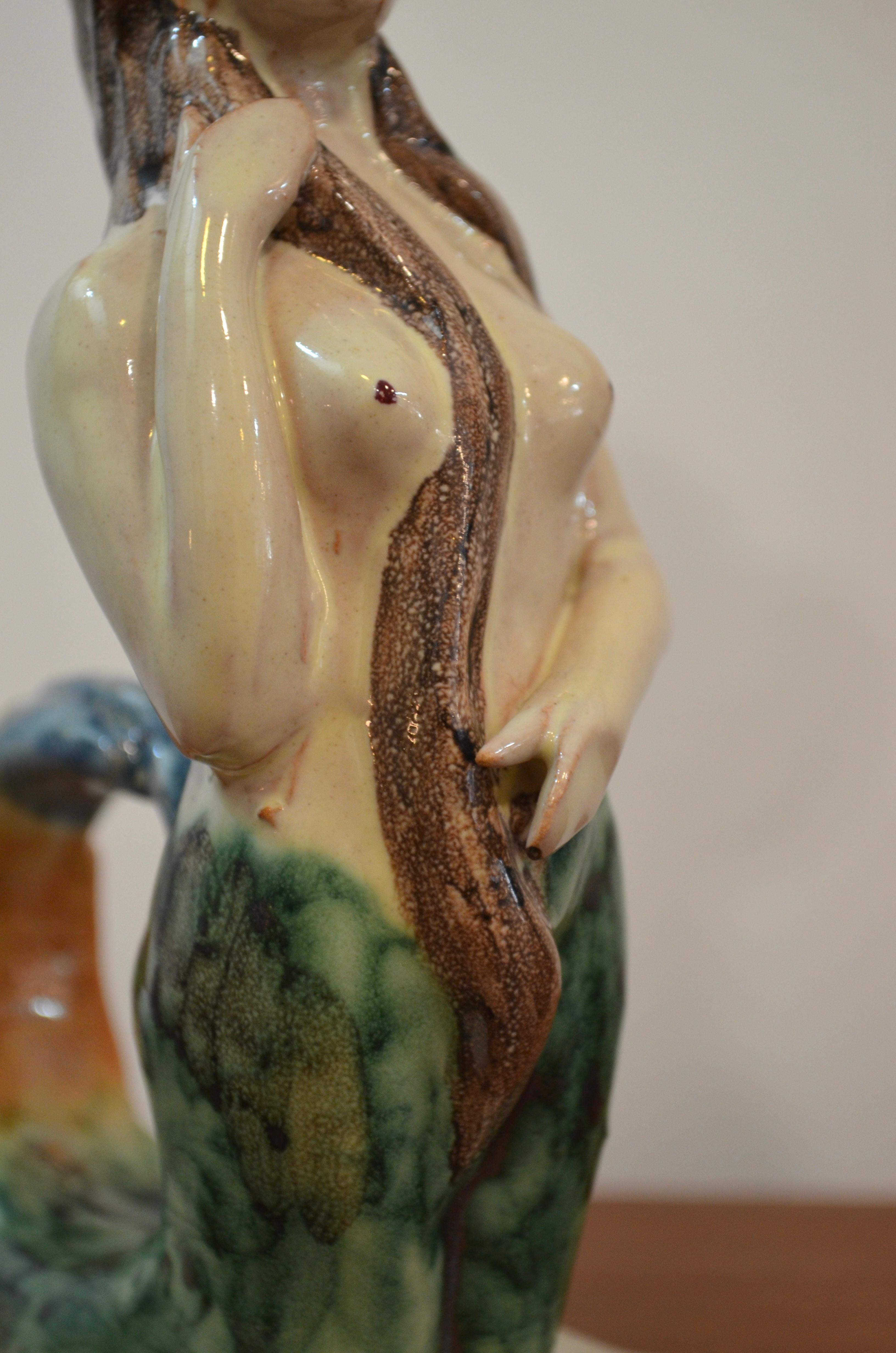 Statuetta di sirena in ceramica / portacandele, Italia In condizioni buone in vendita a Marinha Grande, PT