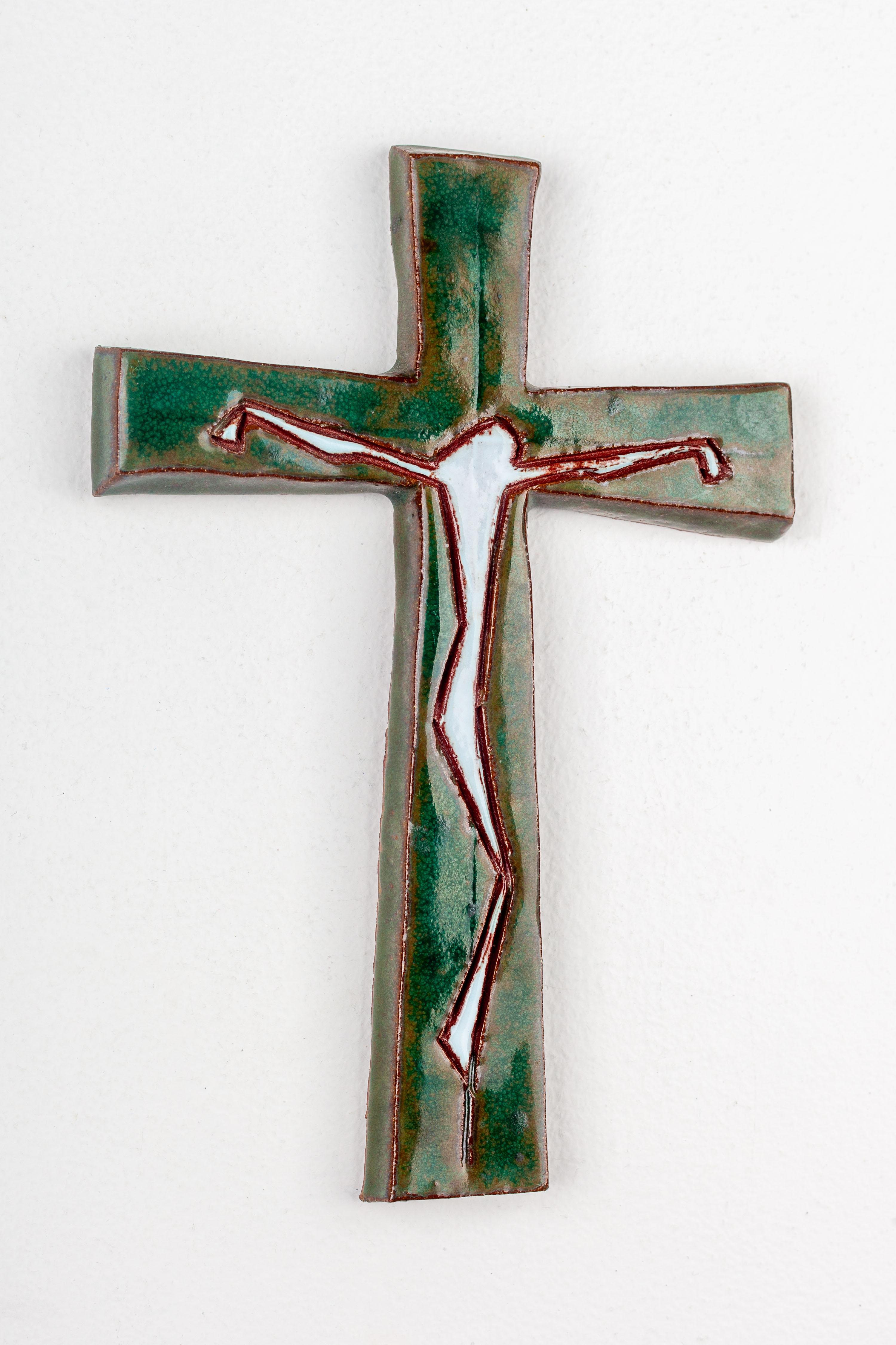  Ceramic Mid-century Abstract Crucifixion, Studio Pottery, Handmade in Europe For Sale 5
