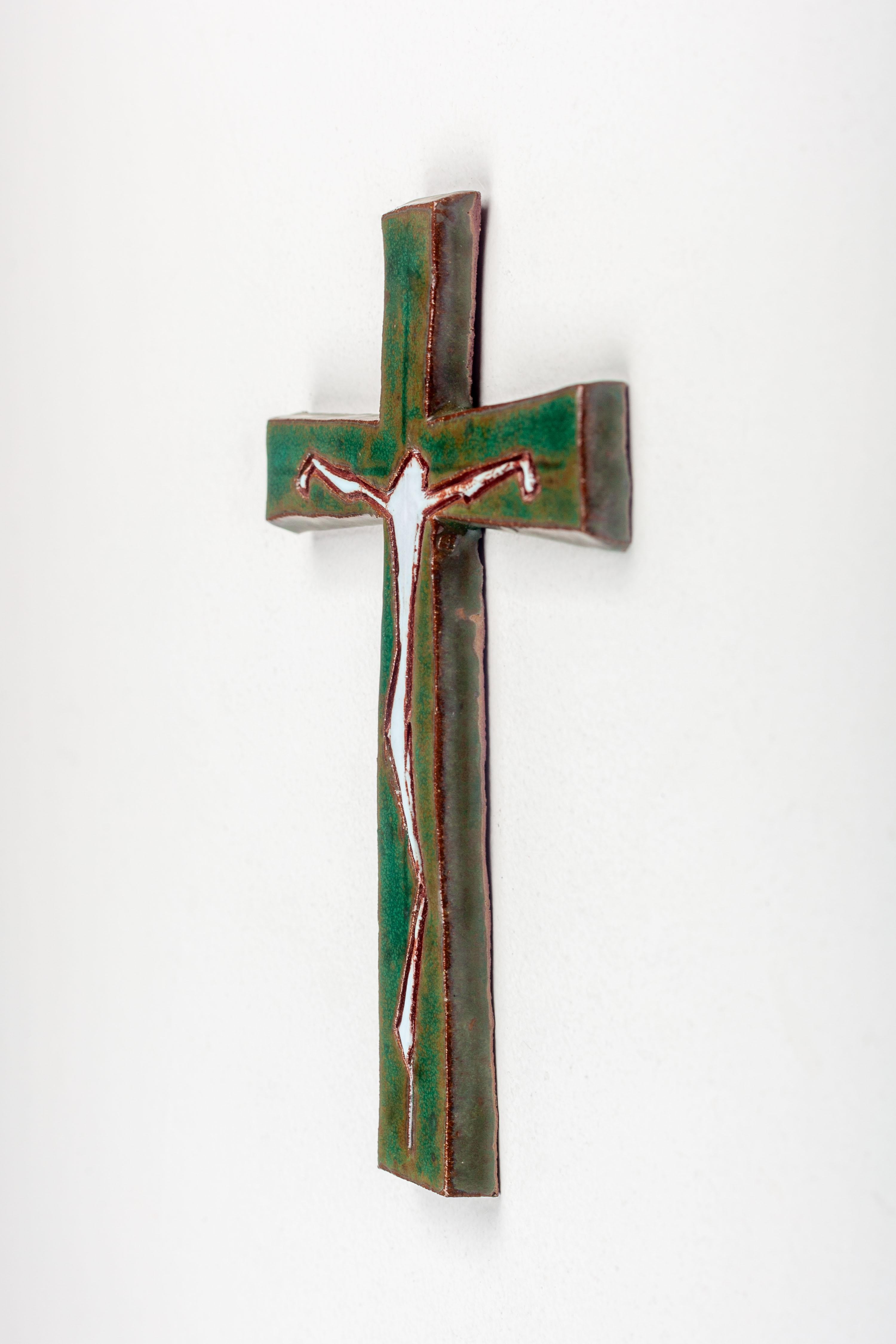 European  Ceramic Mid-century Abstract Crucifixion, Studio Pottery, Handmade in Europe For Sale