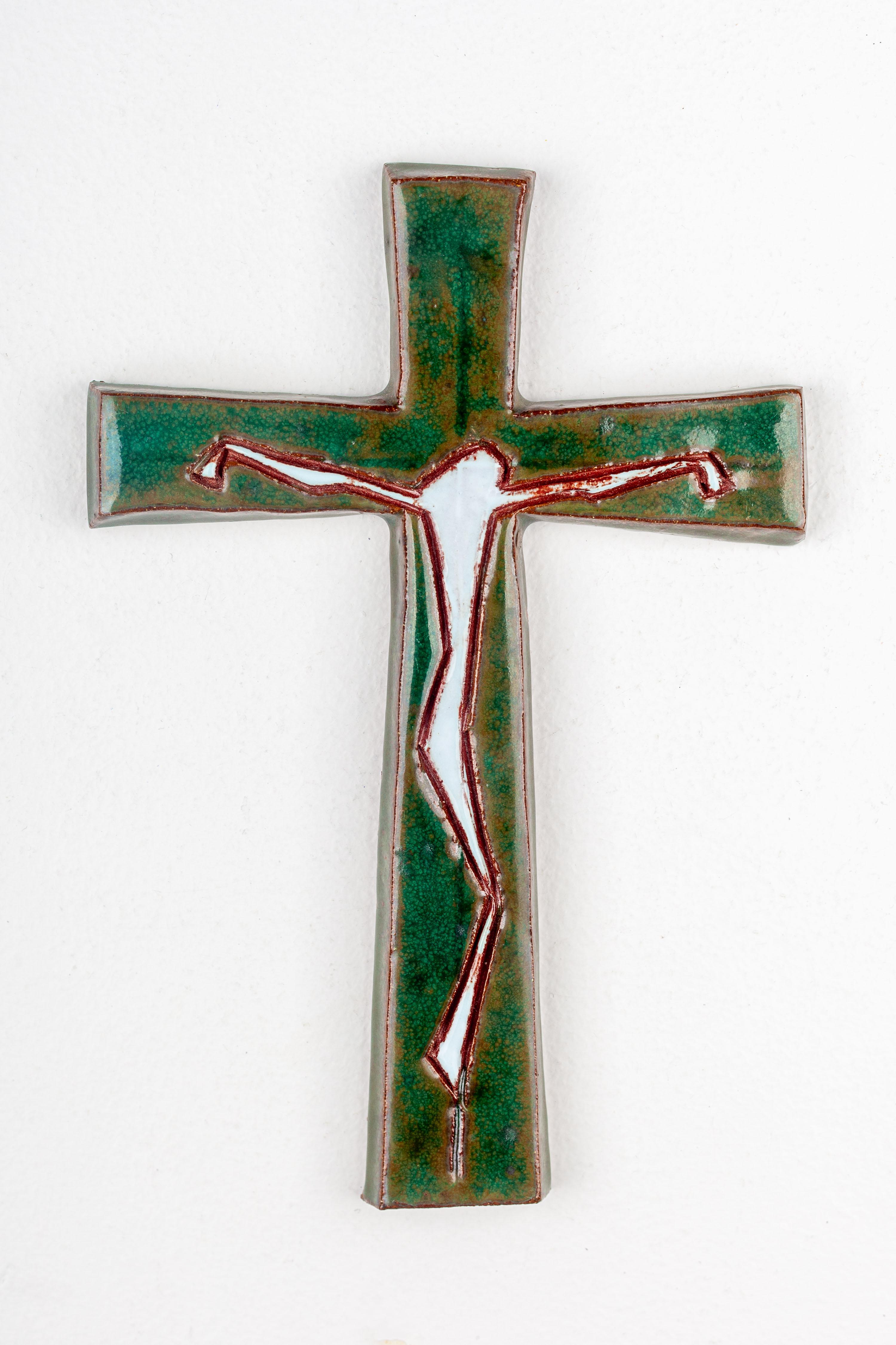  Ceramic Mid-century Abstract Crucifixion, Studio Pottery, Handmade in Europe For Sale 3