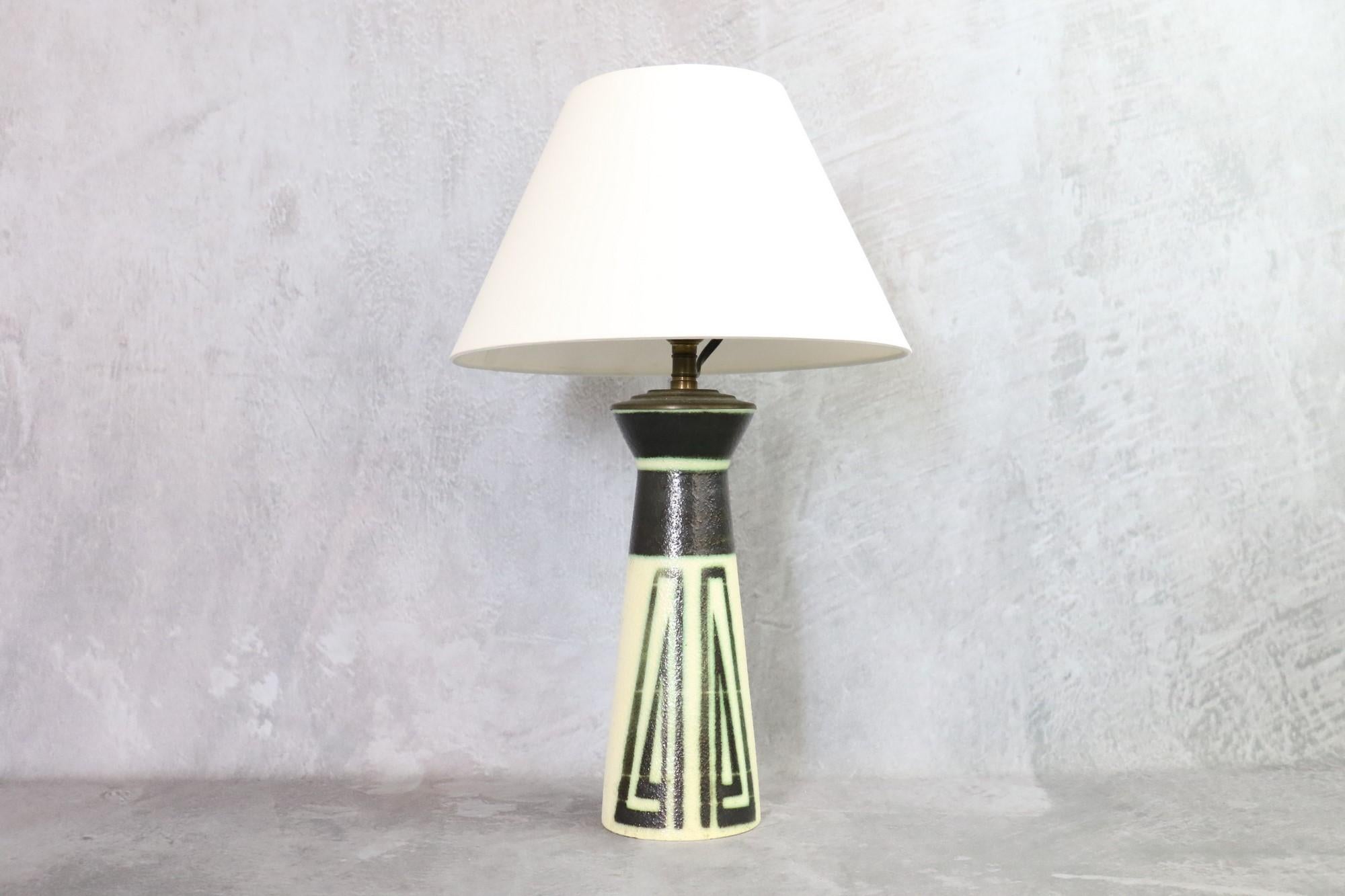 Mid-Century Modern Ceramic Midcentury Lamp by Boch Freres Keramis Vase, 1960s For Sale