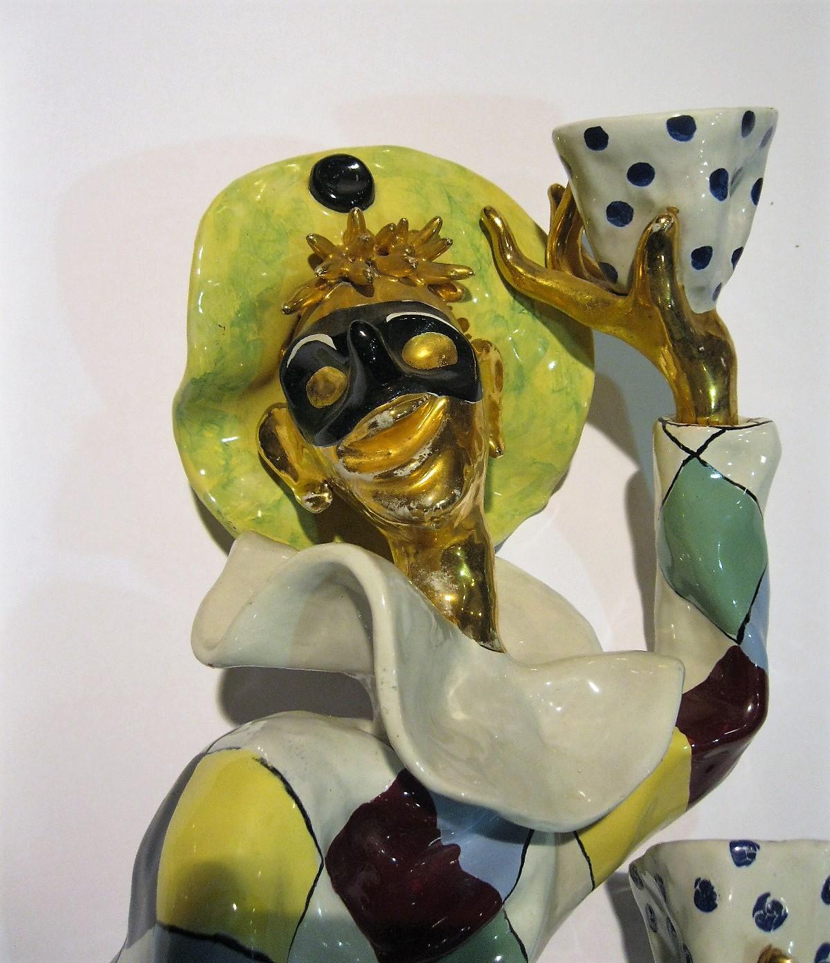 Italian Otello Rosa San Polo Ceramic Mid-Century Modern Sconces, Italy circa 1950