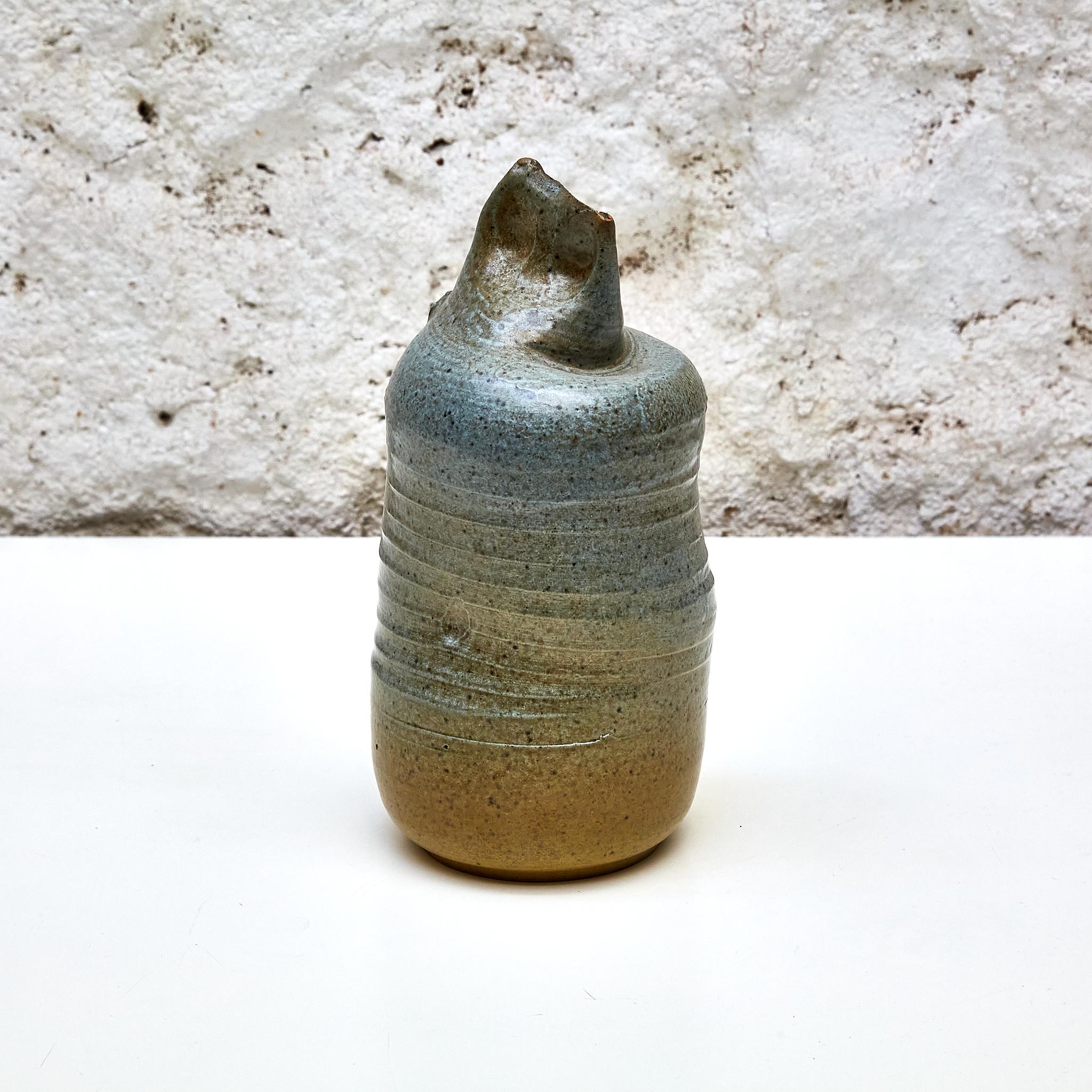 Ceramic Sculpture Vase by Francisco Fernandez Navarro a student of Massana School.

Manufactured in Spain, circa 1970.

In original condition with minor wear consistent of age and use, preserving a beautiful patina.

Materials: