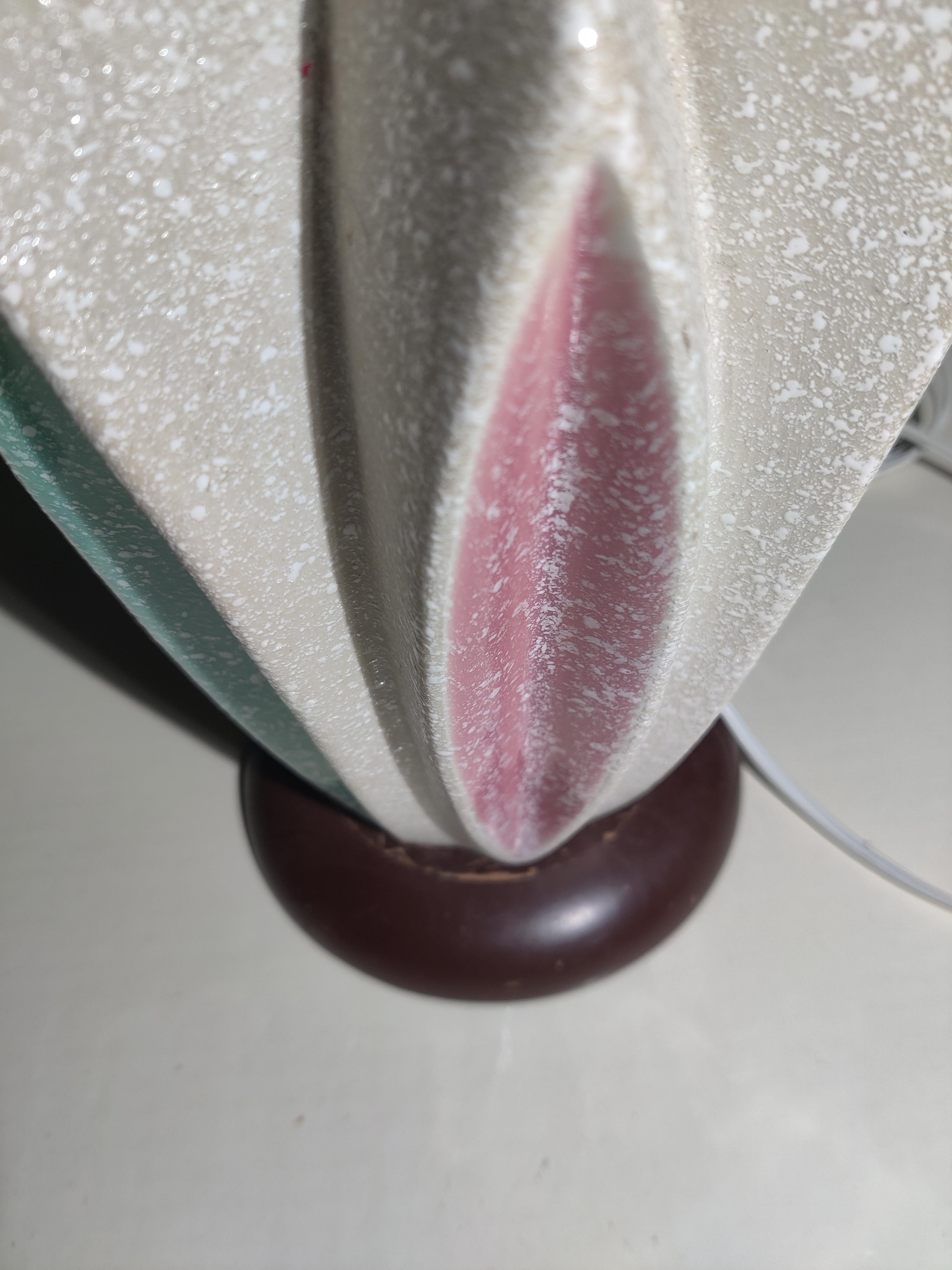 Ceramic mid-century table lamp with multi-color accents. For Sale 2