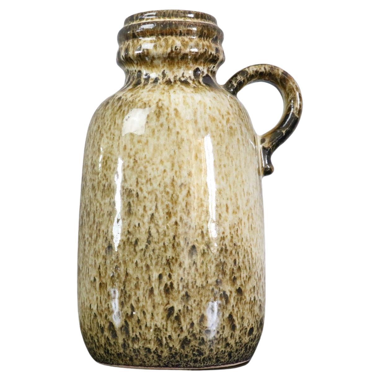 Vaso con manico in ceramica della Germania Occidentale di metà secolo, smalto maculato lucido, anni '60 in vendita