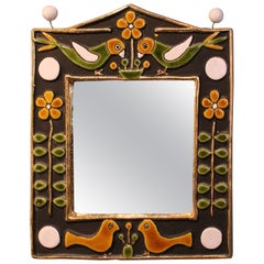 Miroir en céramique de Mithe Espelt, France, datant d'environ 1960