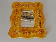 Keramik Miror, Juliette Derel zugeschrieben, gelbe Farbe, Frankreich 1960