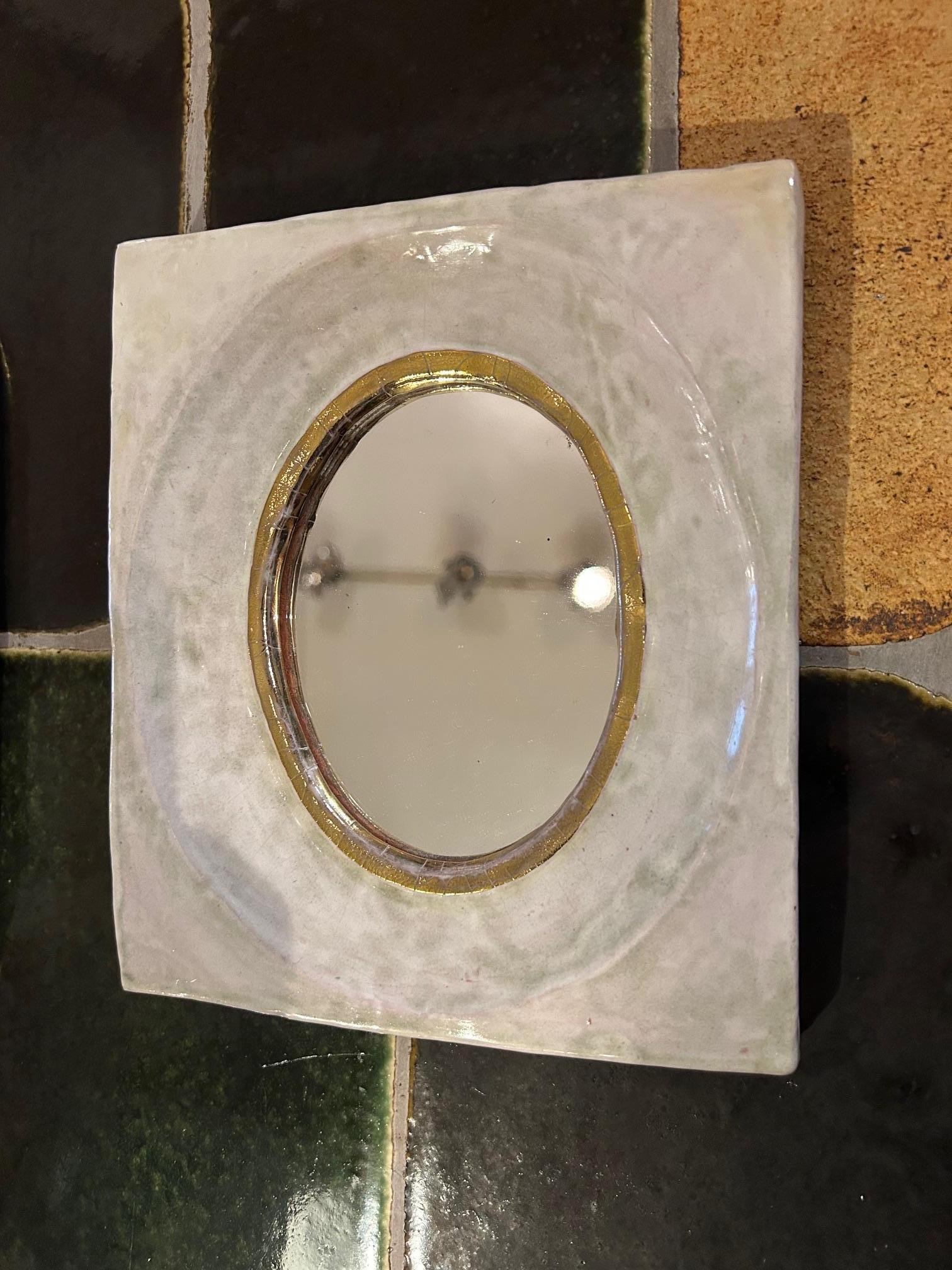 Ceramic mirror Ameli by Mithé Espelt, France, 1970's
