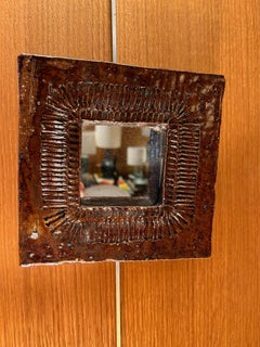 Ceramic mirror by Barbara Delfosse, La Borne, 1960's