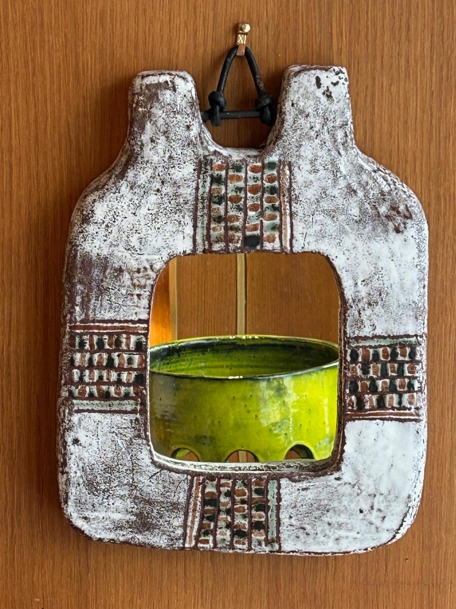 Modern Ceramic mirror by Claudie et Jean Rivier, France, 1960's For Sale