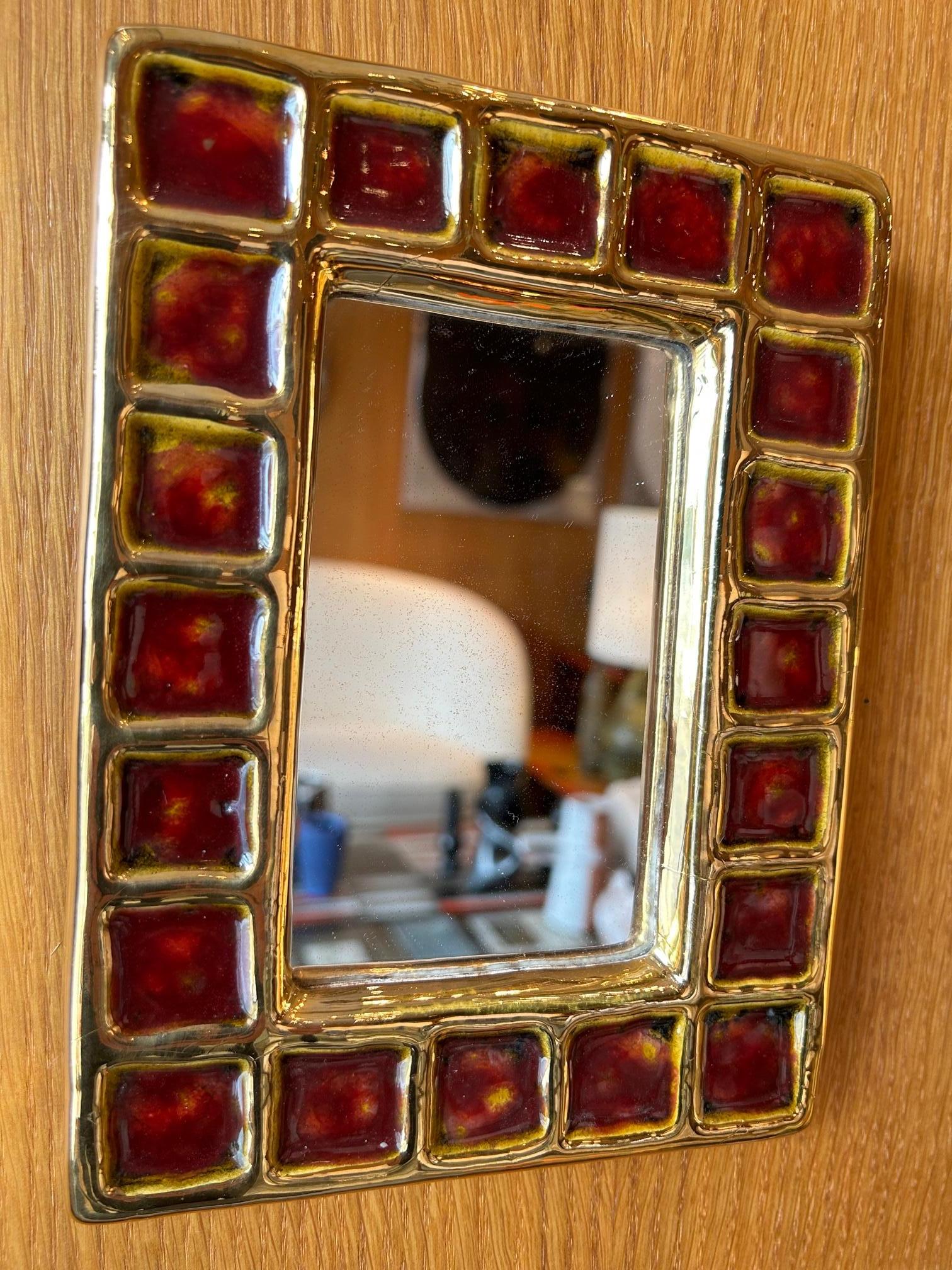 French Ceramic mirror by François Lembo, France, 1960s For Sale