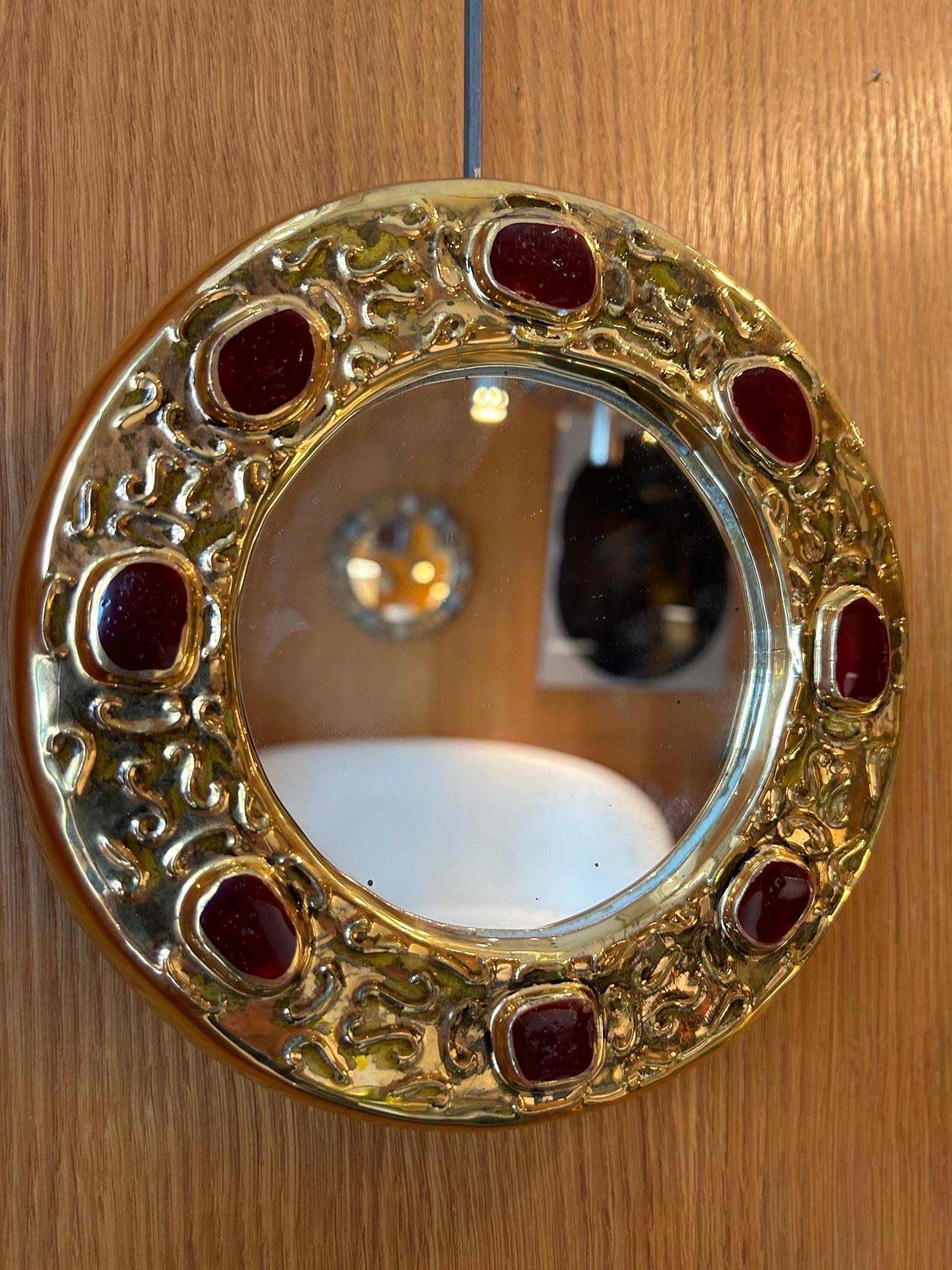 French Ceramic mirror by François Lembo, France, 1960s For Sale