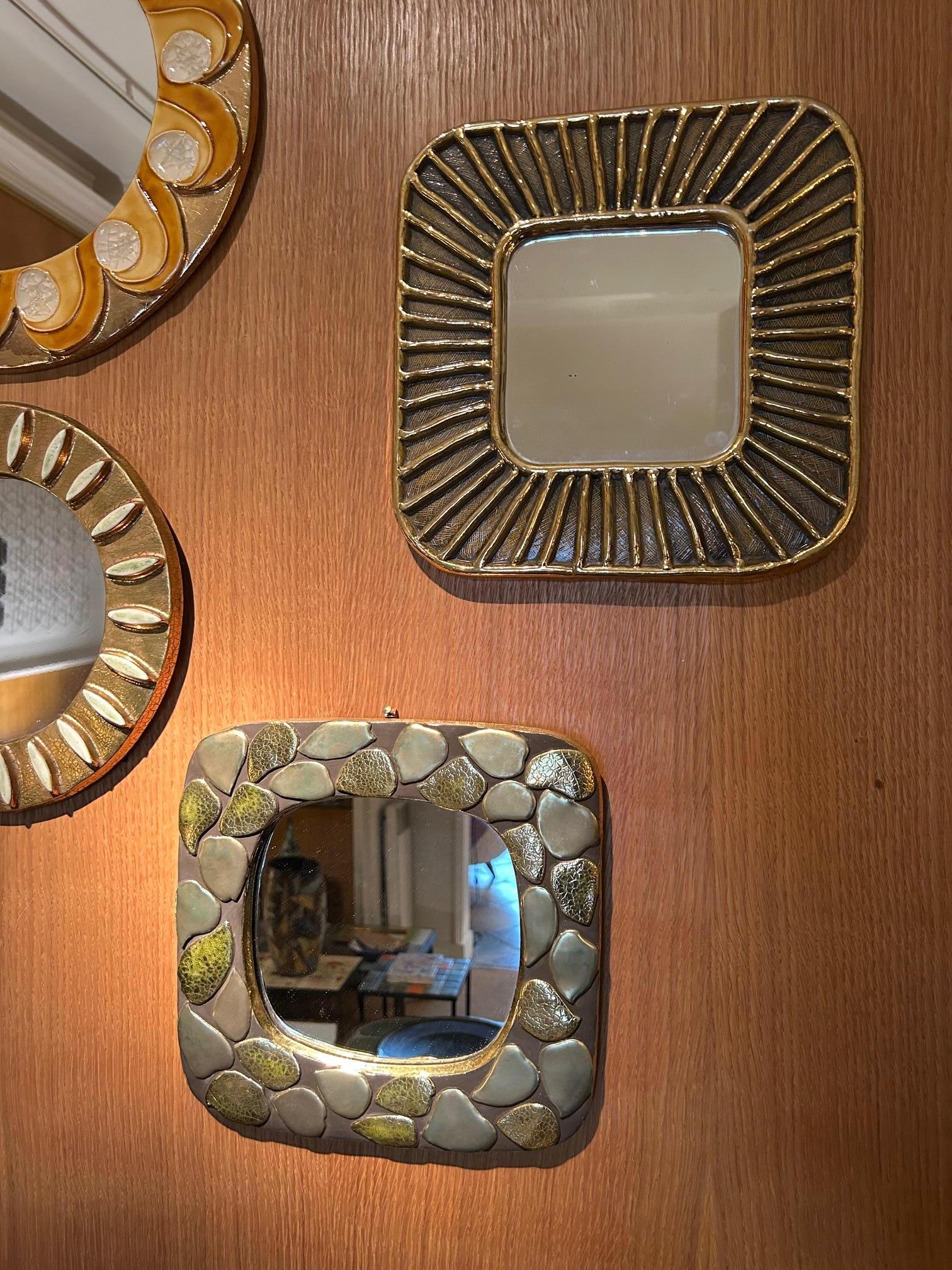 Specchio in ceramica di François Lembo, Francia, anni '60 In condizioni buone in vendita a Paris, FR