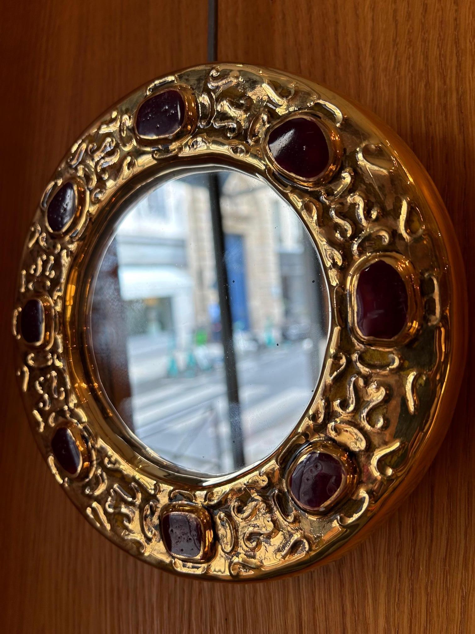 Mid-20th Century Ceramic mirror by François Lembo, France, 1960s For Sale