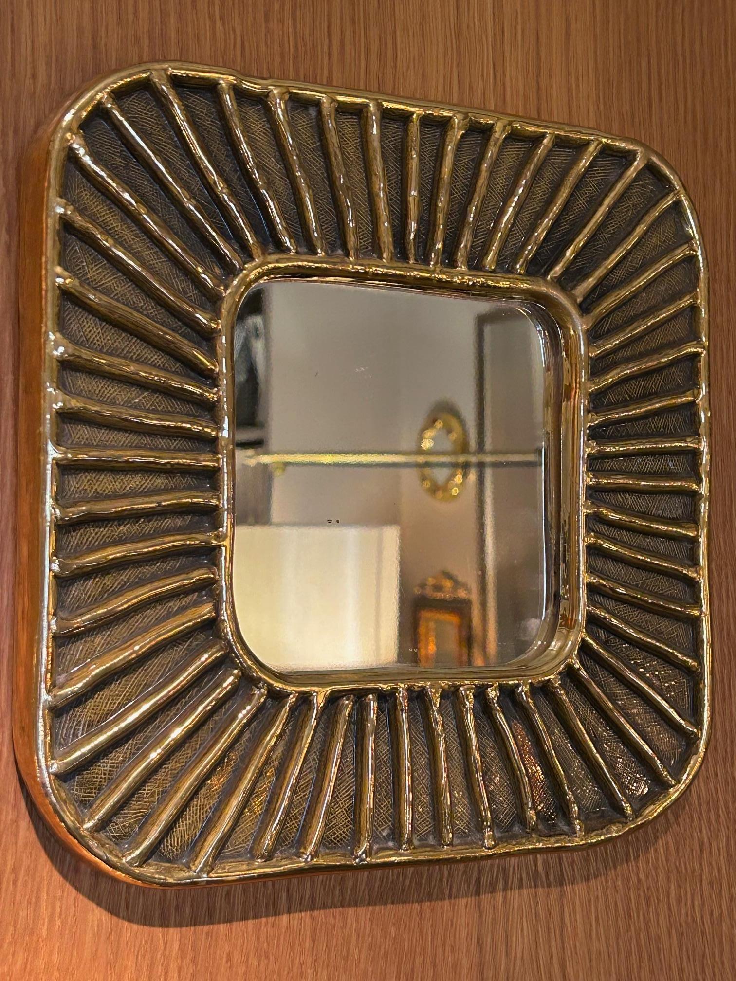 Metà XX secolo Specchio in ceramica di François Lembo, Francia, anni '60 in vendita