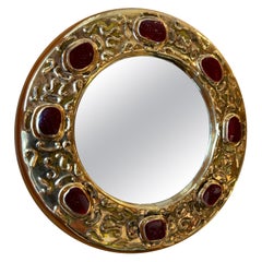 Ceramic mirror by François Lembo, France, 1960s