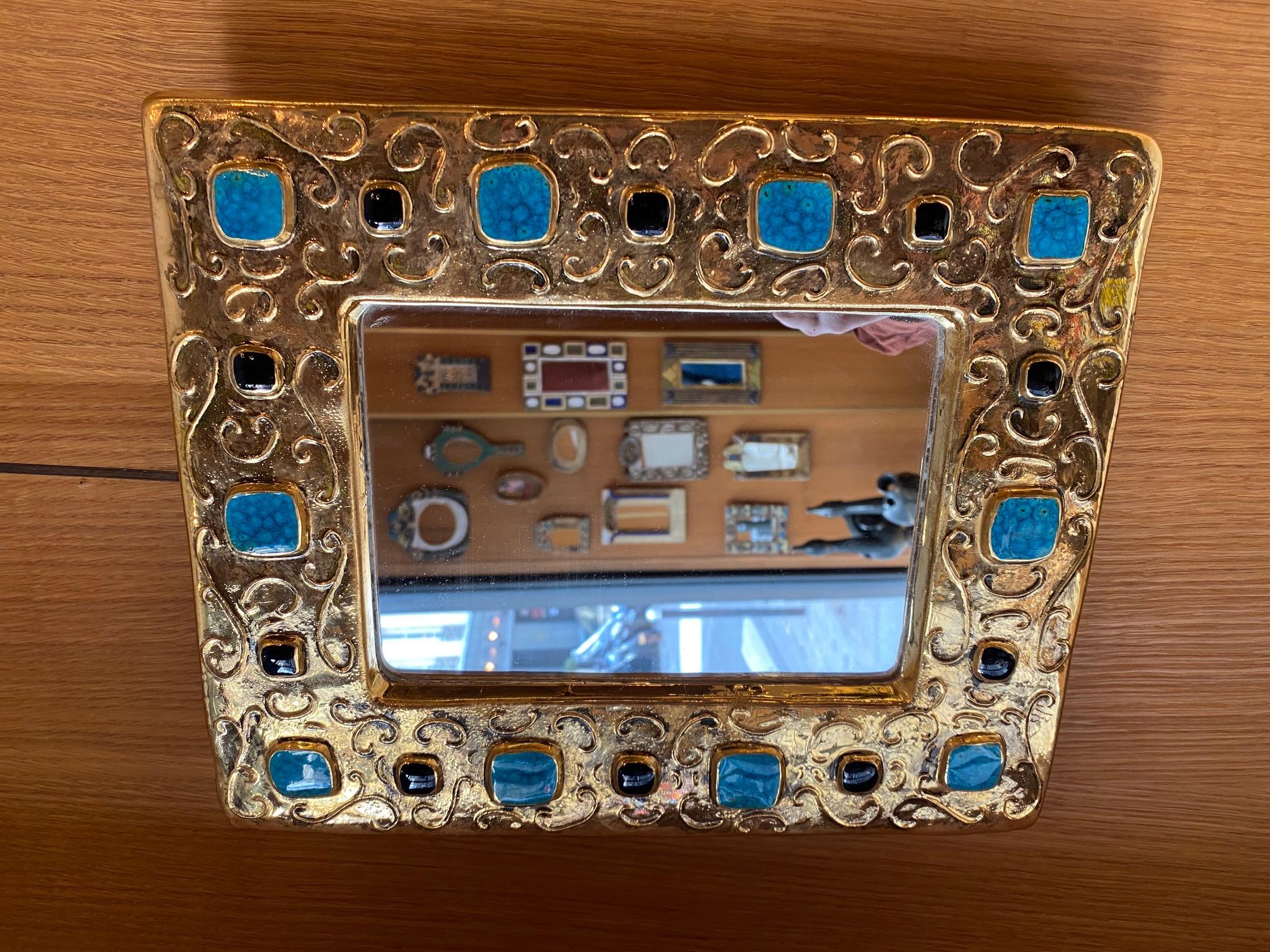 Ceramic Mirror by François Lembo, France, 1970s In Good Condition In Paris, FR