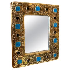 Ceramic Mirror by François Lembo, France, 1970s