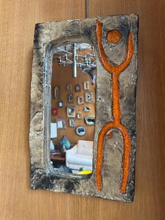 Ceramic mirror by Galerie Palissy, France 1960's