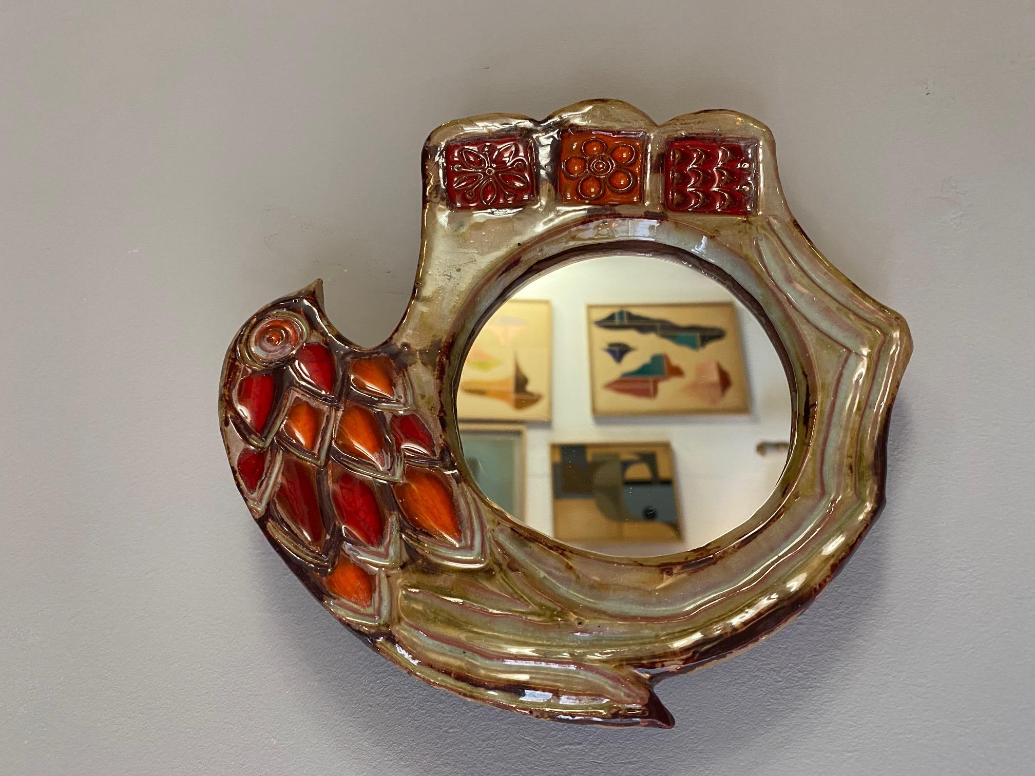 Ceramic Mirror by Henri Siffre, France, 1970s
Active in Montpellier, south of France, during the 1970s and 1980s.