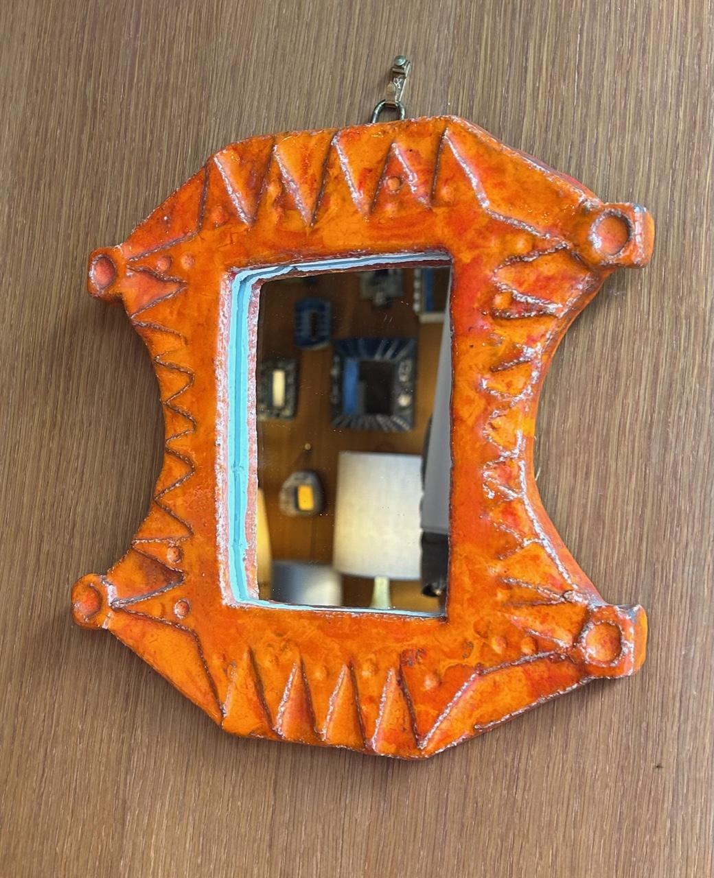 French Ceramic mirror by Herlé Vallauris, France 1960's For Sale