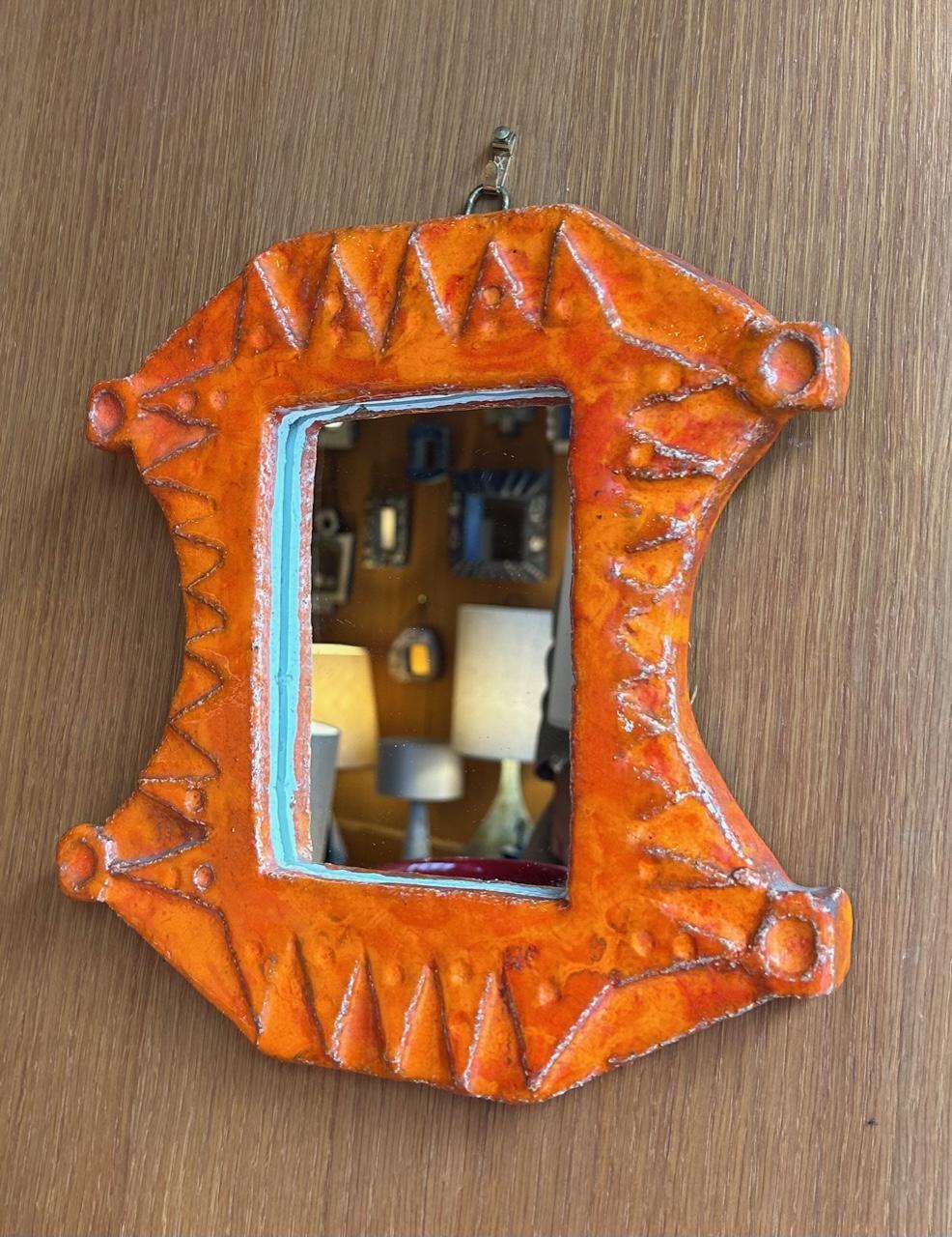 Ceramic mirror by Herlé Vallauris, France 1960's In Good Condition For Sale In Paris, FR