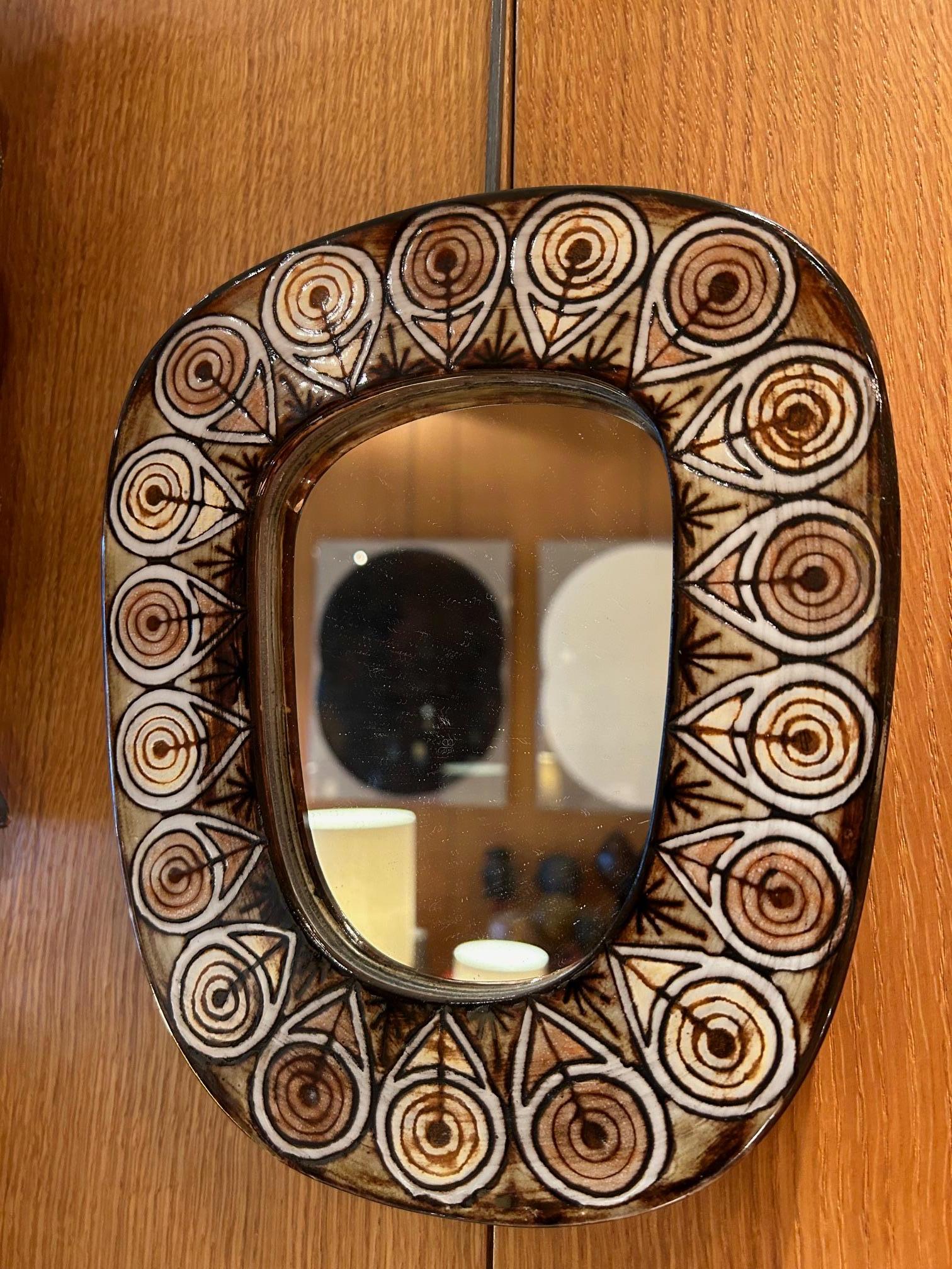 Modern Ceramic mirror by Jean-Claude Malarmey, France, 1970's For Sale