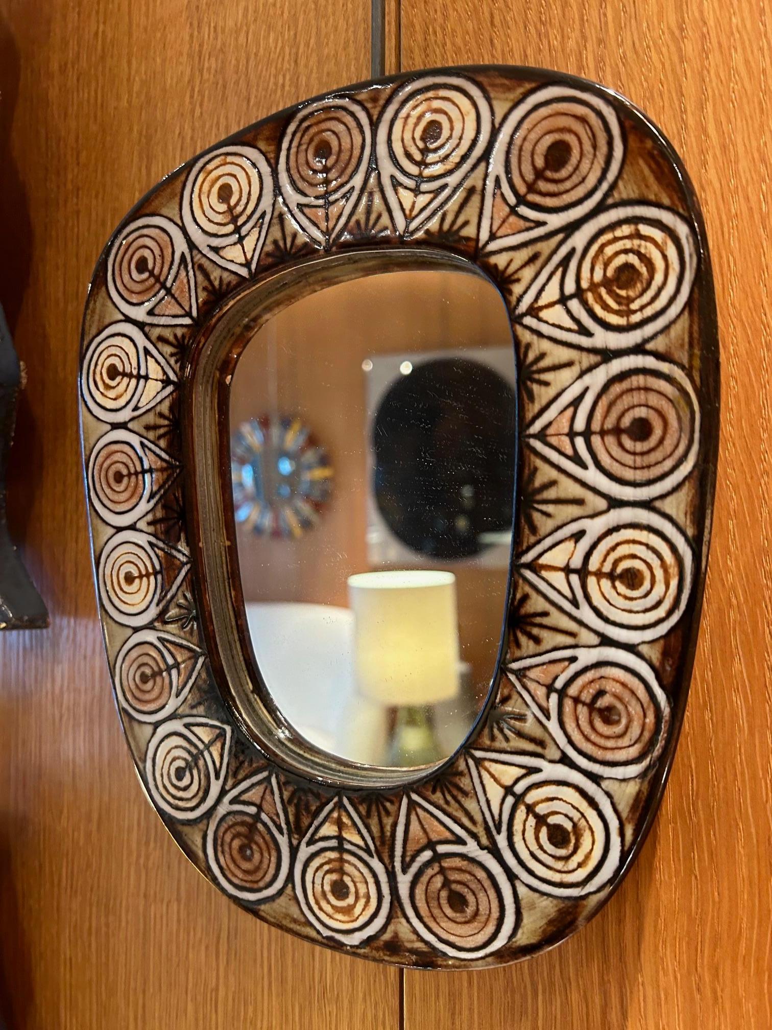 Late 20th Century Ceramic mirror by Jean-Claude Malarmey, France, 1970's For Sale
