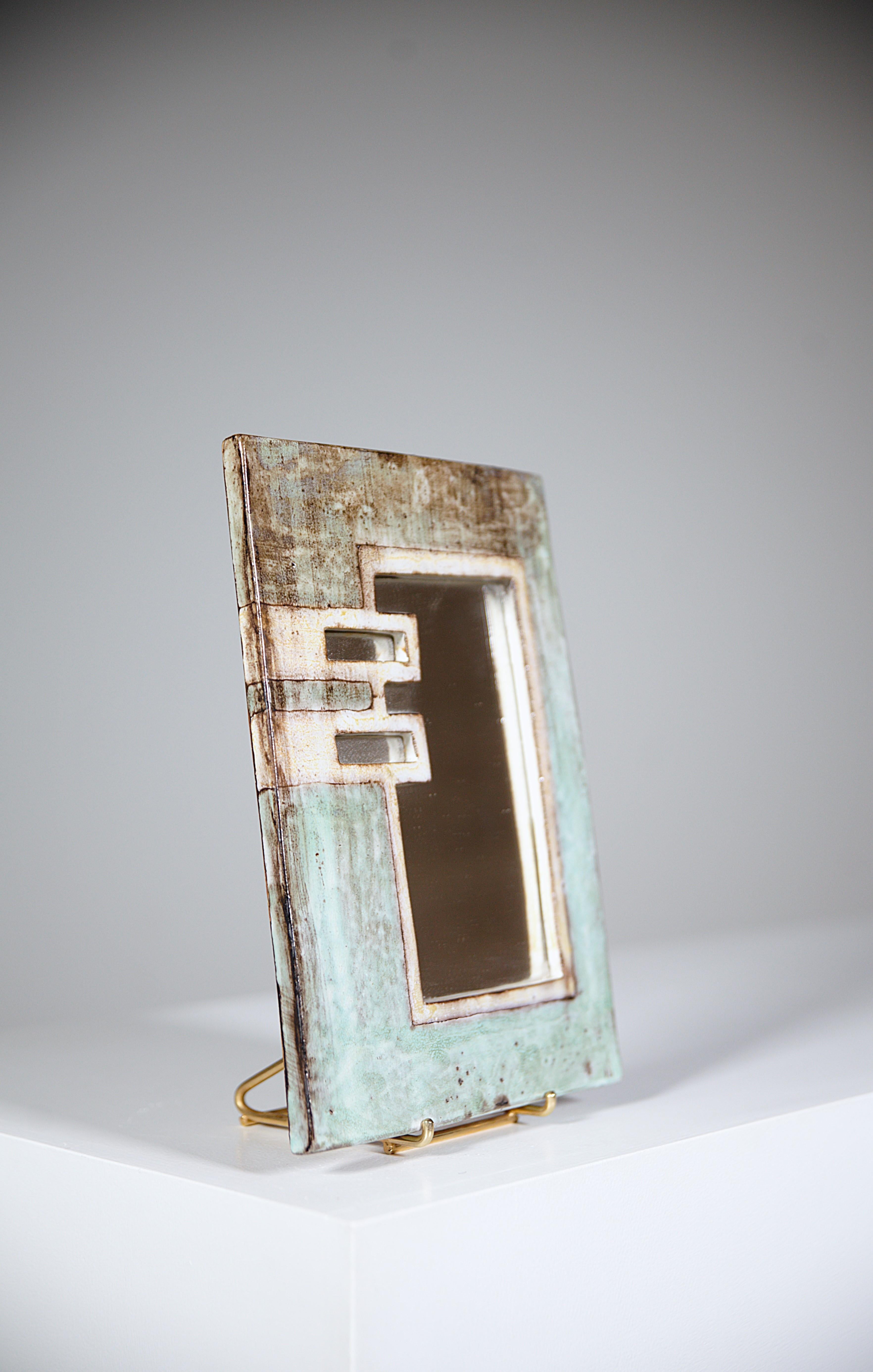 French Ceramic Mirror by Jean Claude Malarmey Vallauris France 1970s For Sale